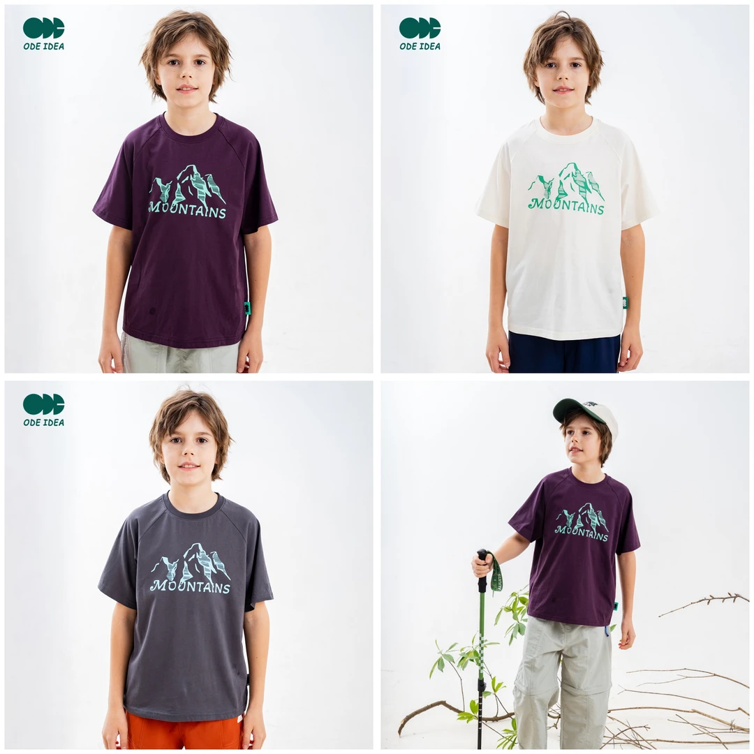 体验专属『山峰』插肩袖精梳棉男童t恤短袖大童男孩上衣825210303