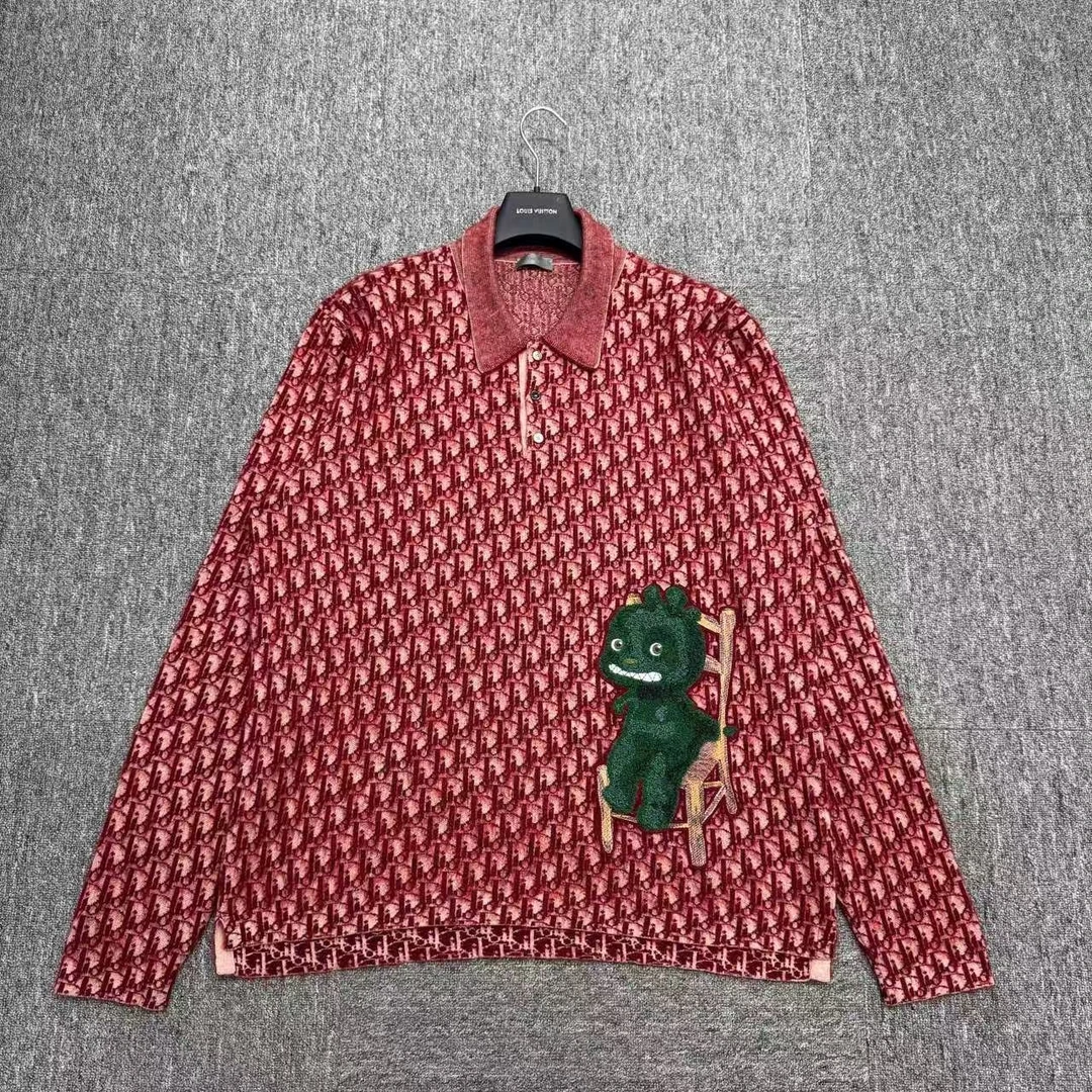 99新 DIOR/迪奥 小龙人植绒logo衬衫/xl码/编码13078