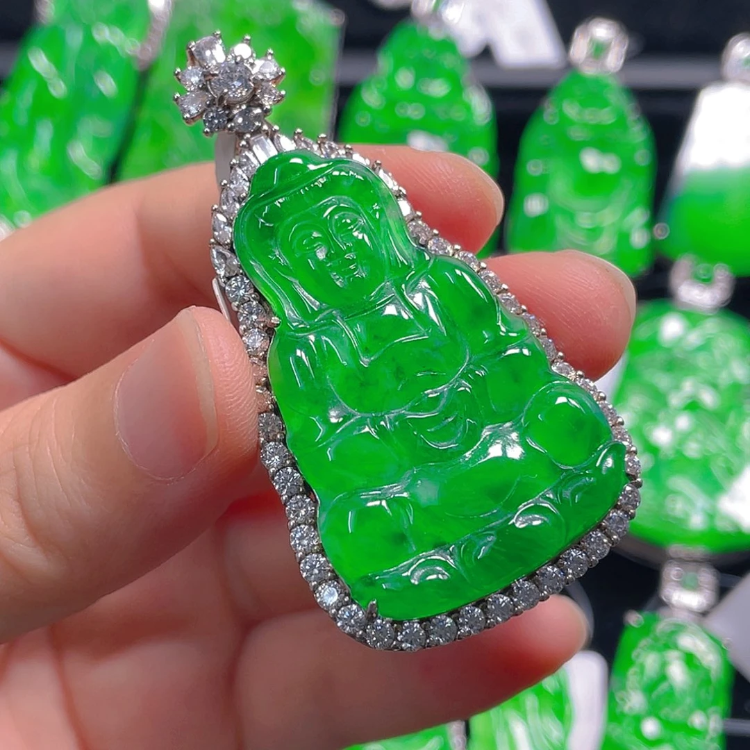 翡翠银S925镶嵌吊坠(不含链)