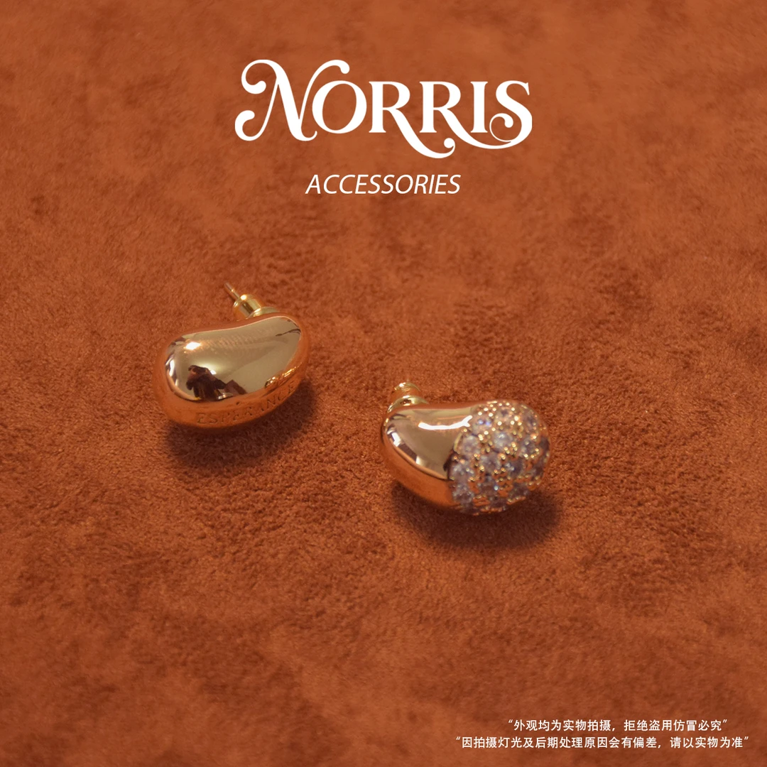 DOMEN 铜合金耳饰 Norris设计师款月牙水滴耳钉c7056