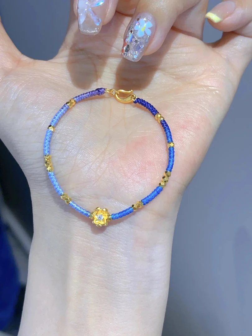 足金素金烧蓝绳艺设计手工可爱编织仙女