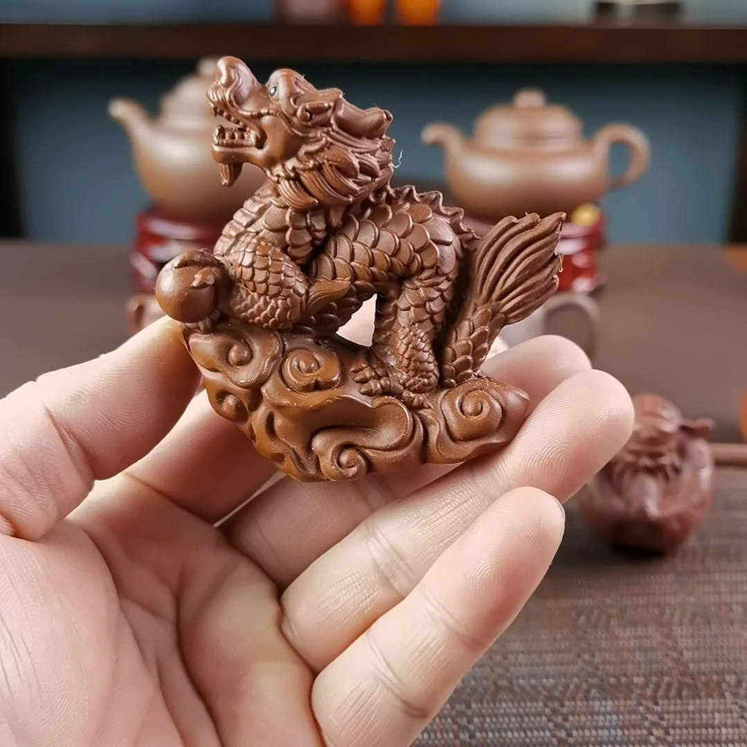 紫砂茶壶朱泥飞龙在天茶宠