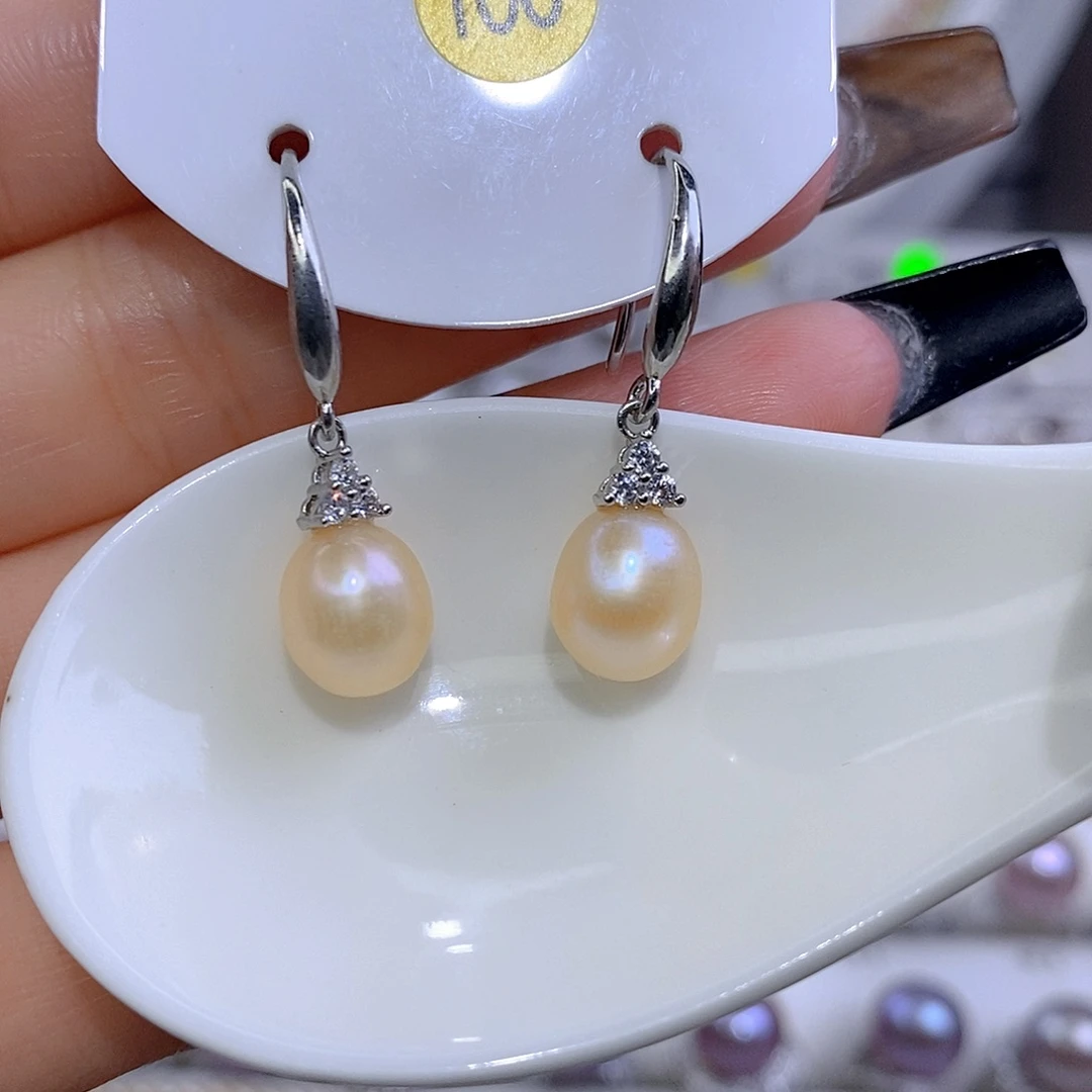 合金淡水珍珠耳饰F