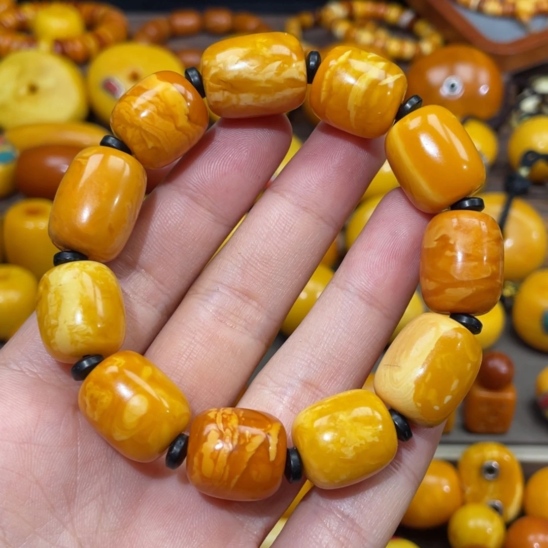 蜜蜡未镶嵌裸石手串