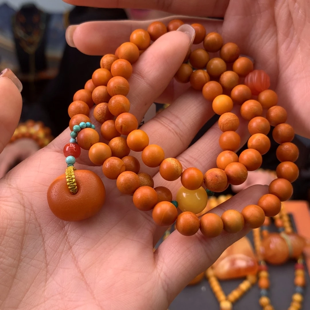 蜜蜡手串未镶嵌天然