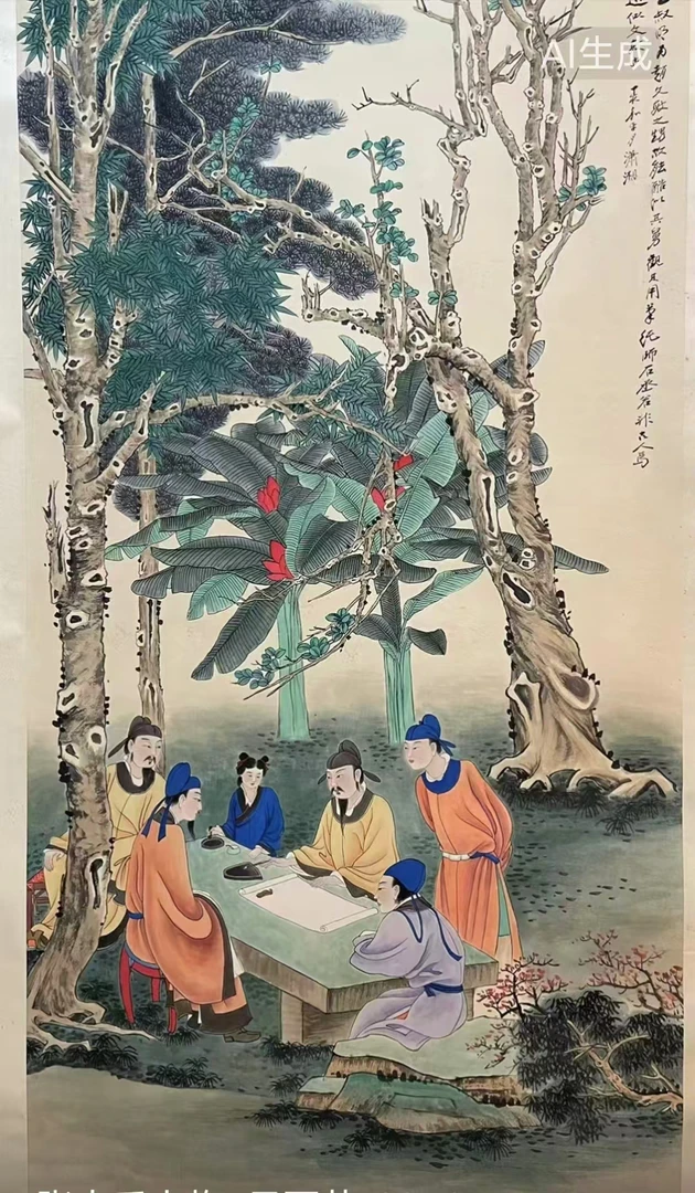 现代装饰人物彩墨画