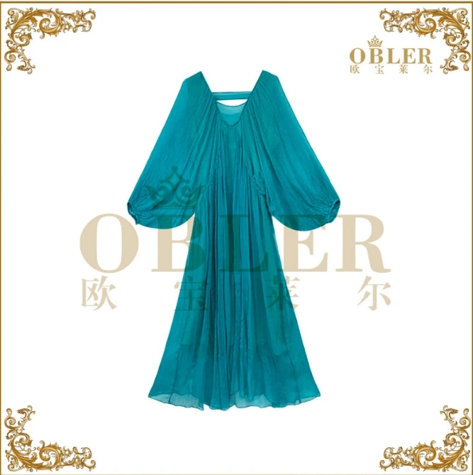 【欧宝莱尔】2025新款金丝跳线连衣裙6106-260