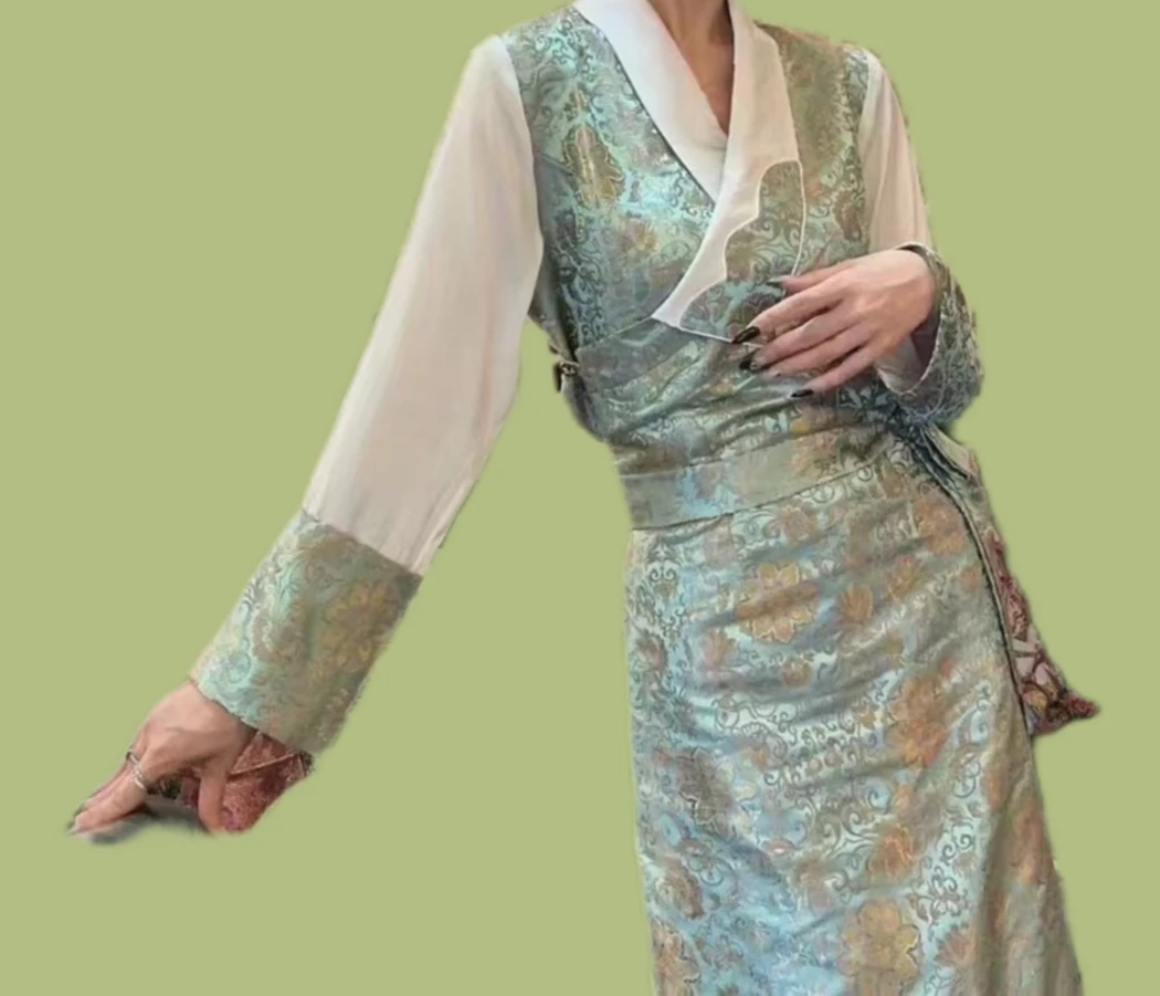 藏式博拉裙女款西藏ins服饰夏季气质假两件藏族服装