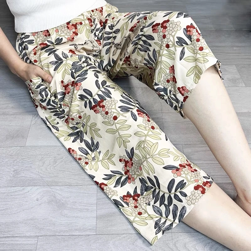 夏季冰丝薄款七分裤女士老奶奶老年人太太宽松大码加肥中裤200斤