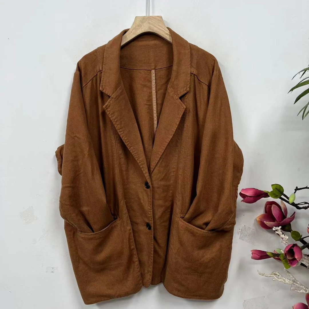 花璟原创设计西装小翻领复古色系短款外套 （衣长70胸围140）