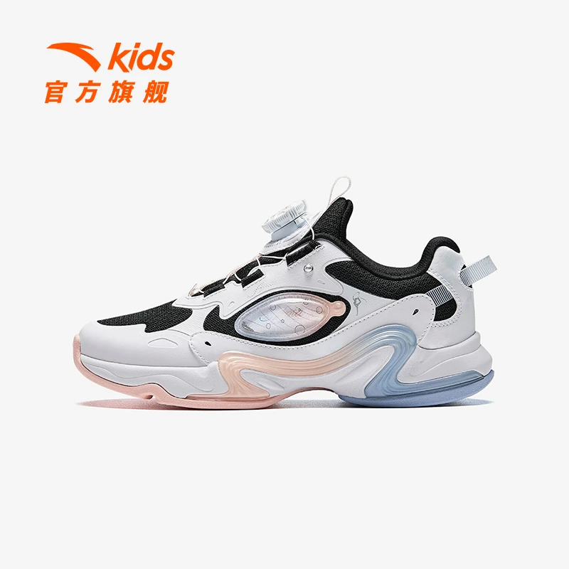 安踏儿童女大童跑鞋透气舒适防滑耐磨运动低帮旋钮鞋5512