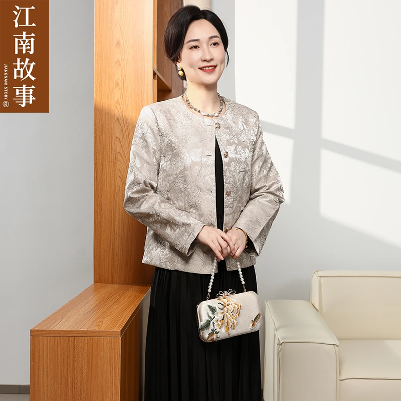 江南故事妈妈装2025新款秋季中老年礼服外套端庄大气套装连衣裙