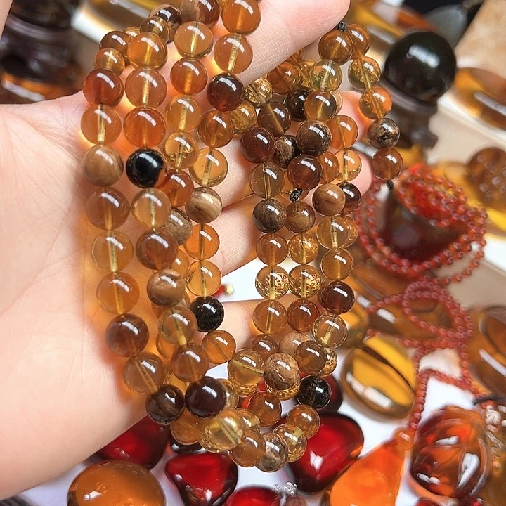 未镶嵌琥珀手链天然缅甸琥珀多宝108多圈手链项链54.3克