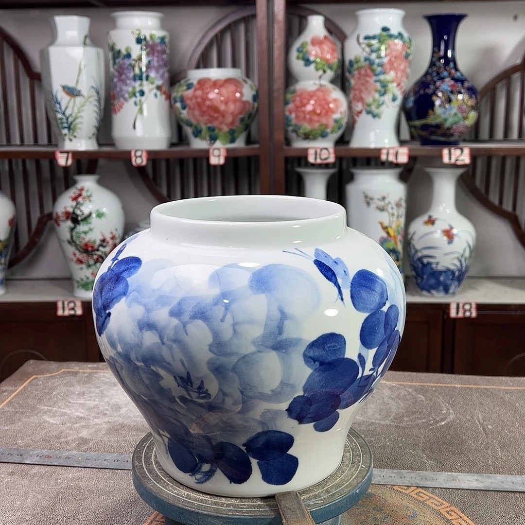 摆件陶景德镇陶瓷大口青牡