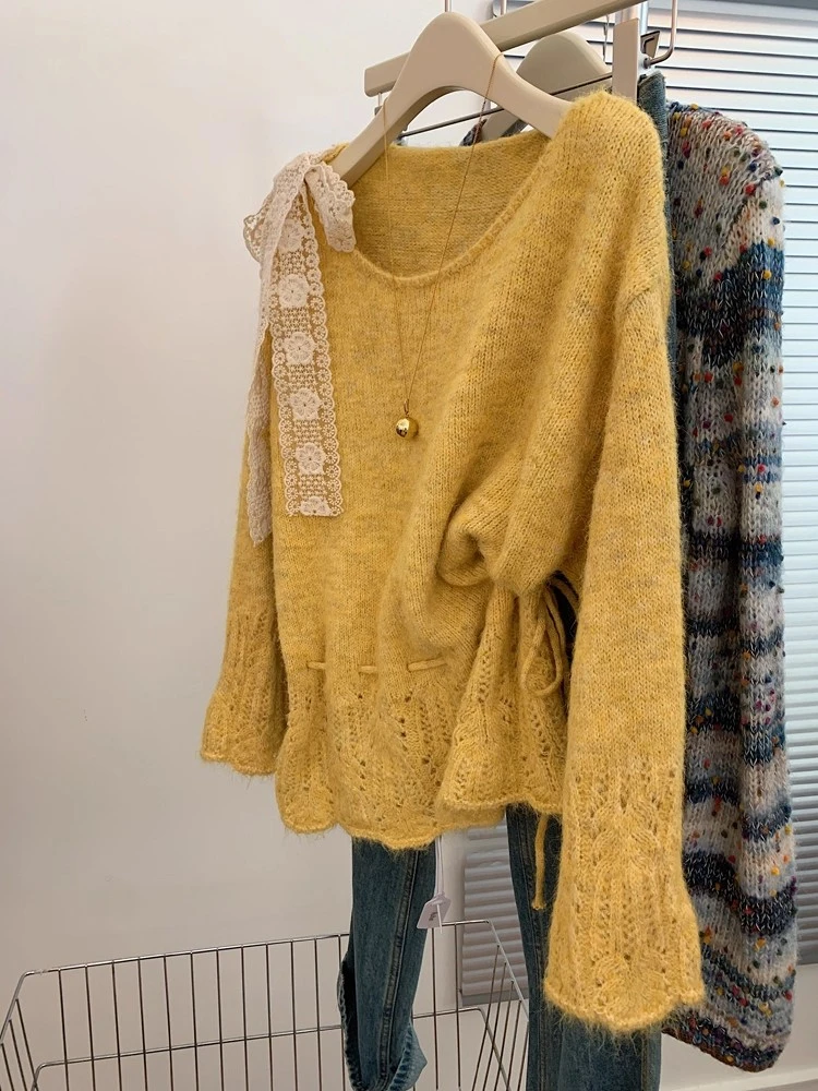 2025秋季新款气质氛围感穿搭长袖针织衫女一字肩抽绳收腰露肩上衣