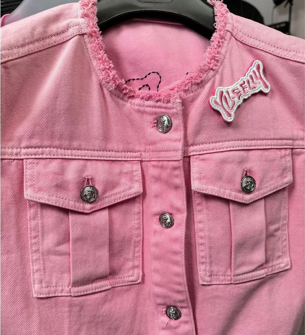 Y418009344短款毛边马甲