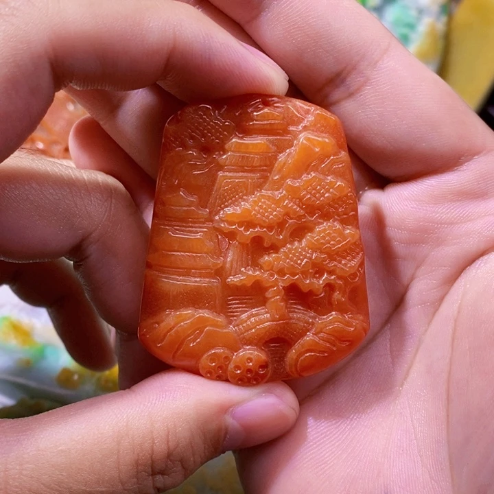 颈饰未镶嵌翡翠翡翠山水牌