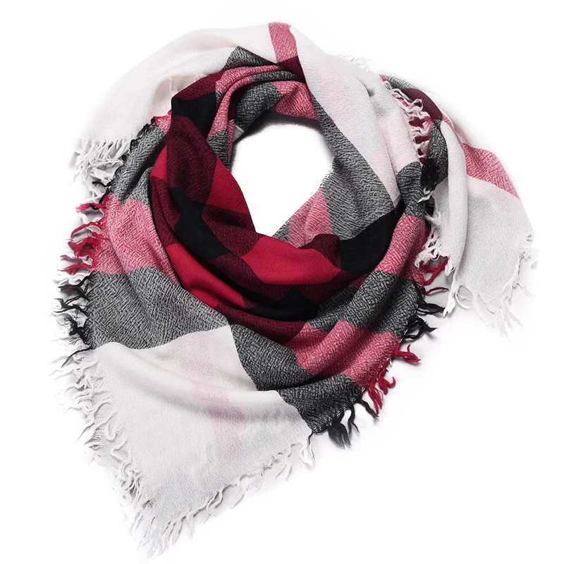 高档围巾水煮羊毛四边穗披肩格子方巾SWR0330多色