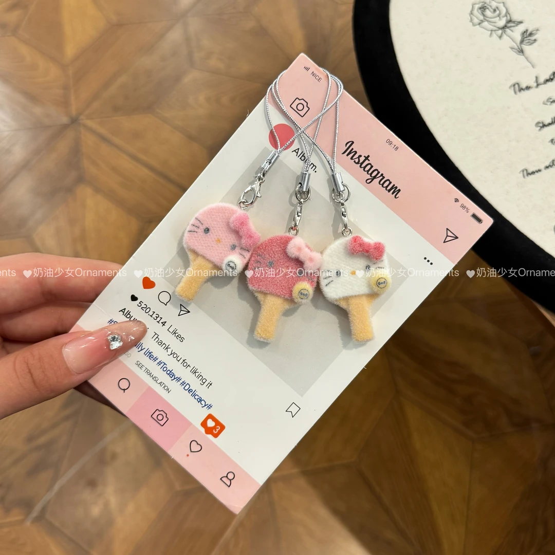 可爱植绒乒乓球拍蝴蝶结kitty手机挂件包包拉链扣创意闺蜜送礼