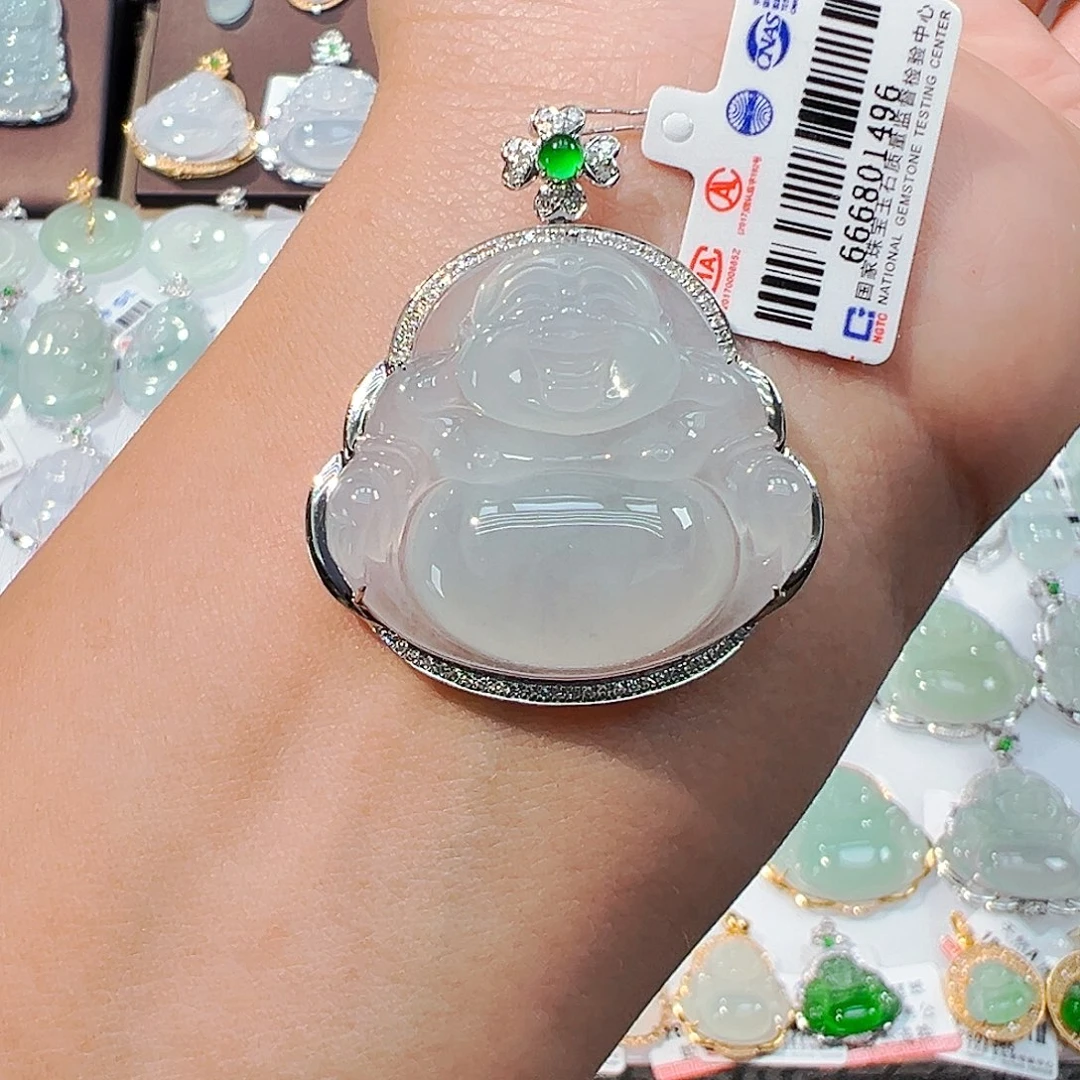 吊坠(不含链)18K金镶嵌翡翠佛公
