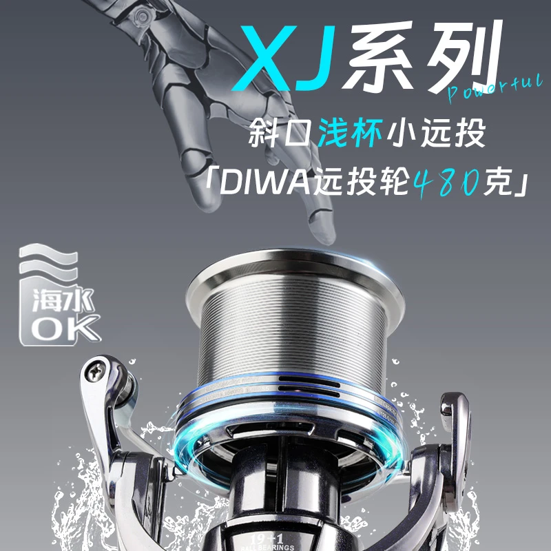 迪瓦斜口浅杯渔轮星迹缓降密排碳纤维沙滩远投轮麻花轴陶瓷过线轮