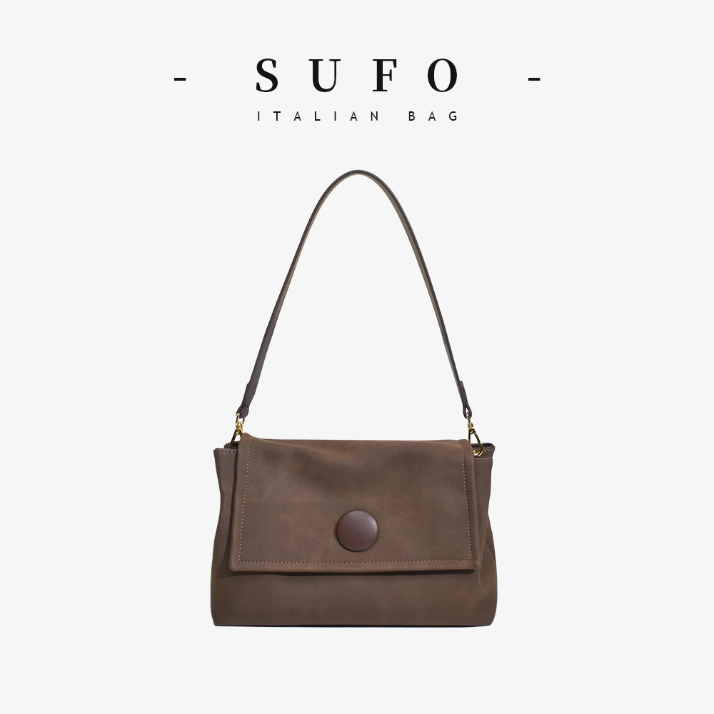 SUFO/尚芙休闲单肩斜跨包软皮托特包女包高级轻奢百搭通勤大容量