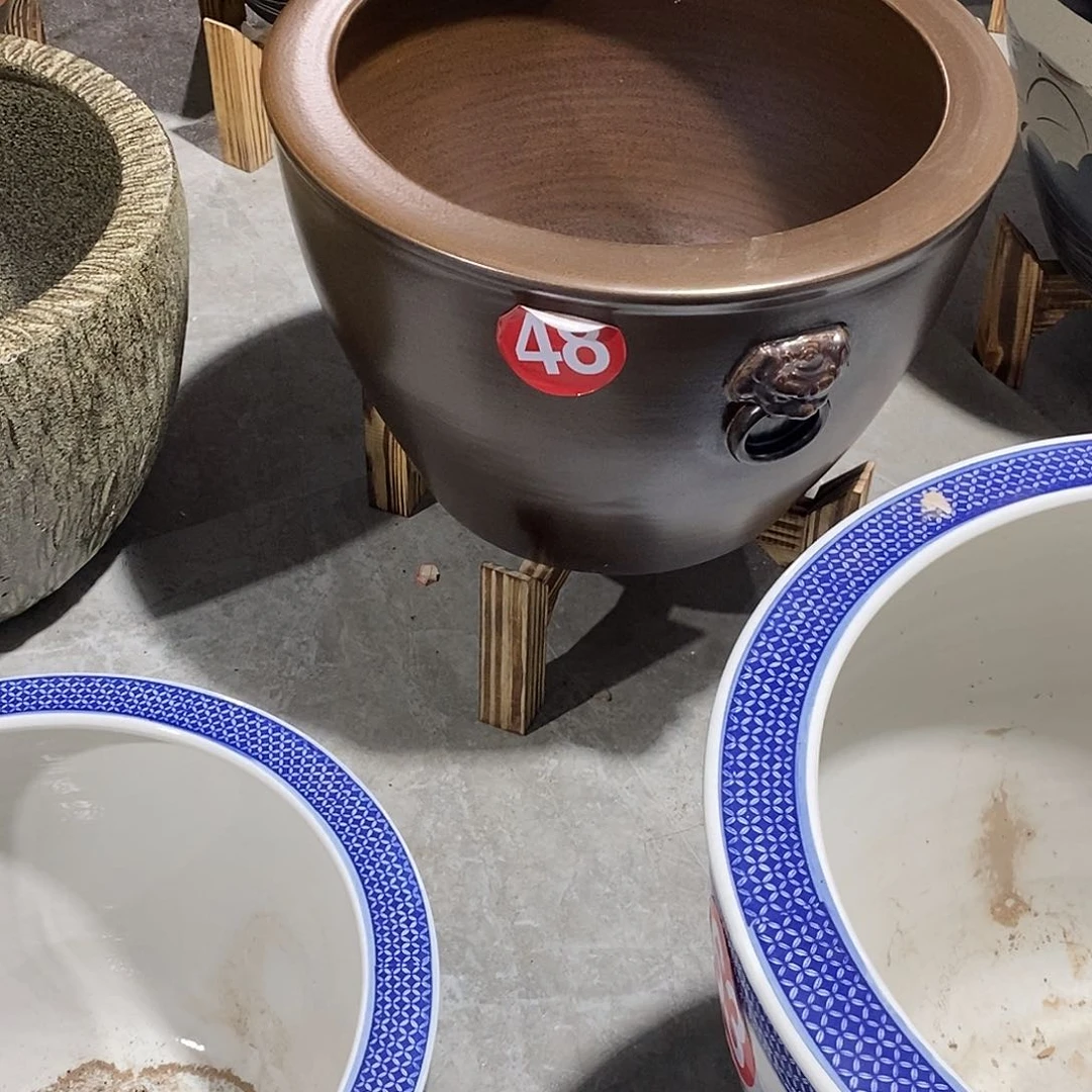 景德镇陶瓷鱼缸艺术直径62厘米夜*