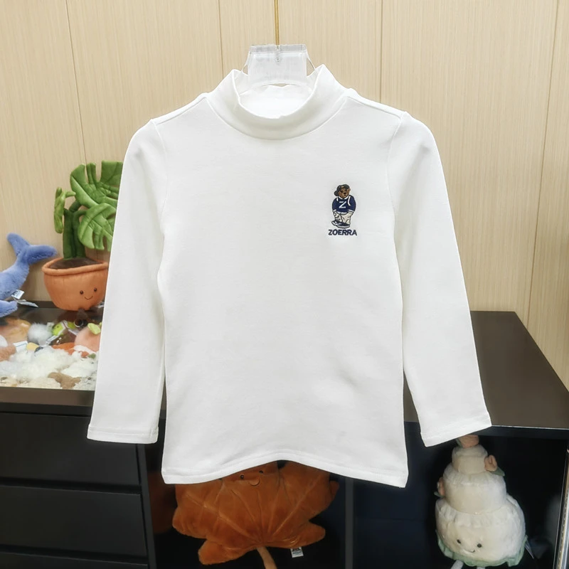 tx939 韩版儿童小熊半高领打底衫加厚款