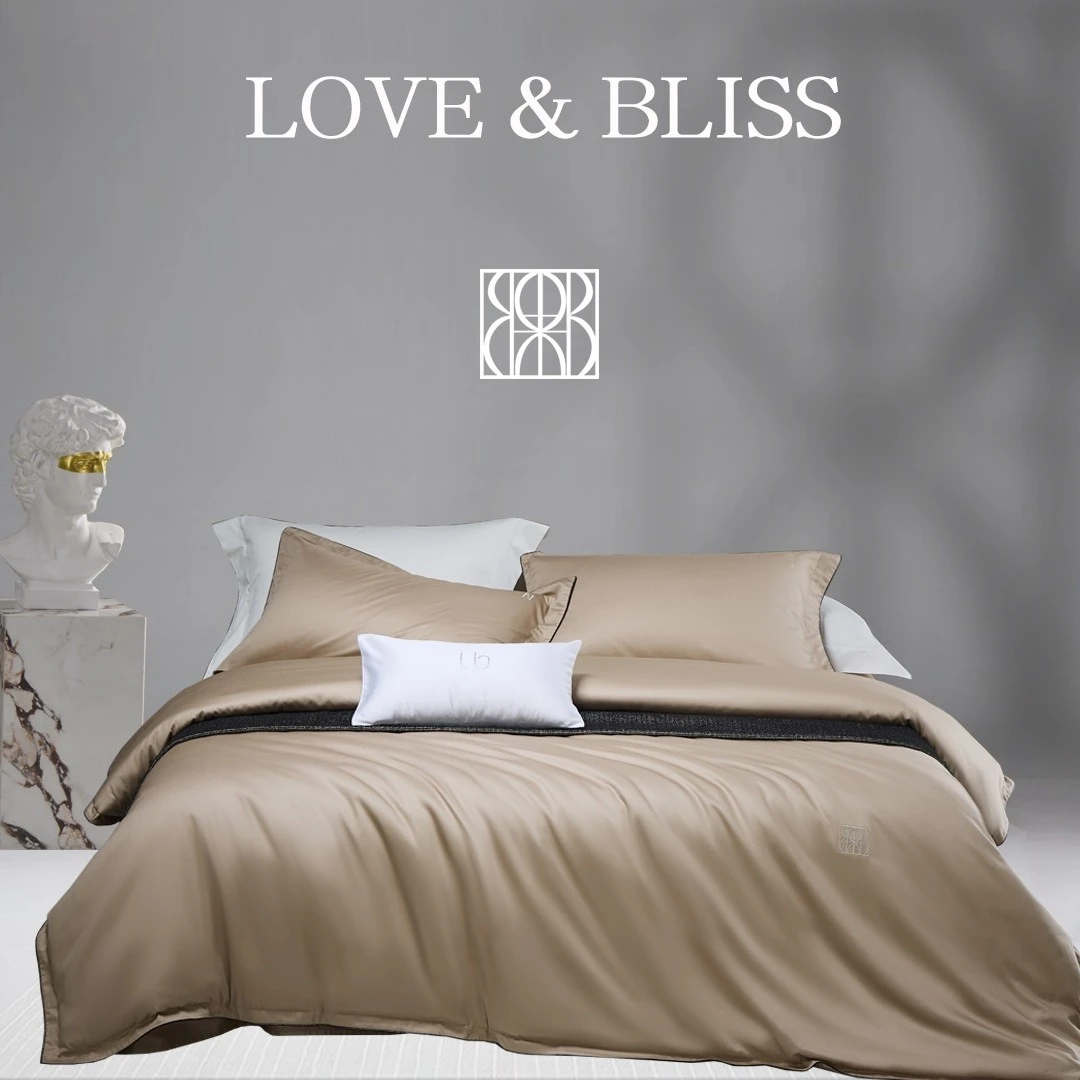 长绒棉纯色酒店真丝绣花四件套简约轻奢床品被套