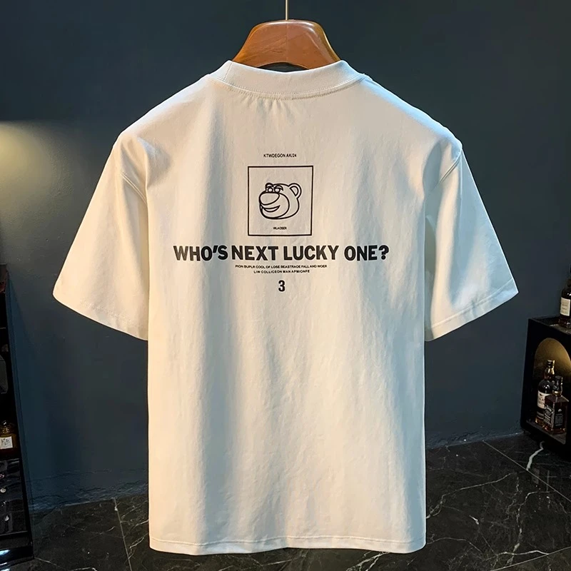 LEIGHZ/雷茨高端短袖T恤男夏季新款刺绣印花体恤衫宽松舒适男款