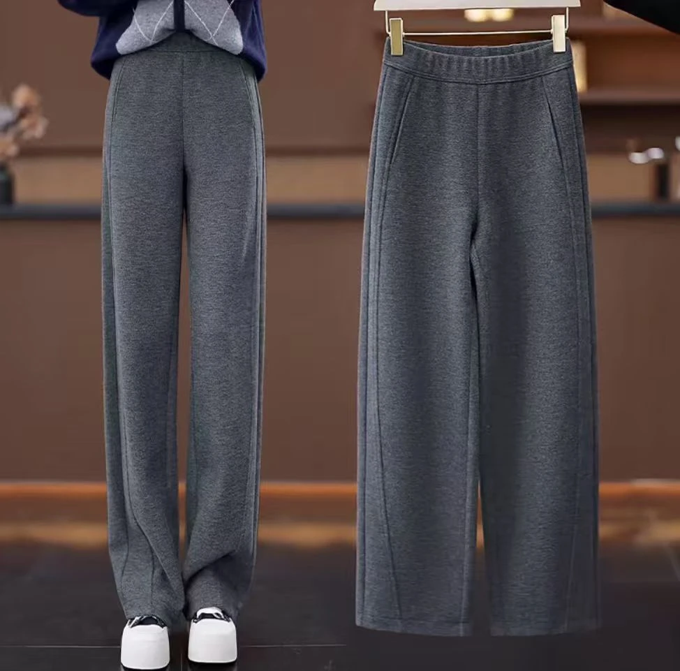 【桑蚕丝羊绒+运费险】997h窄版直筒裤女秋冬季新款高腰垂感休闲裤