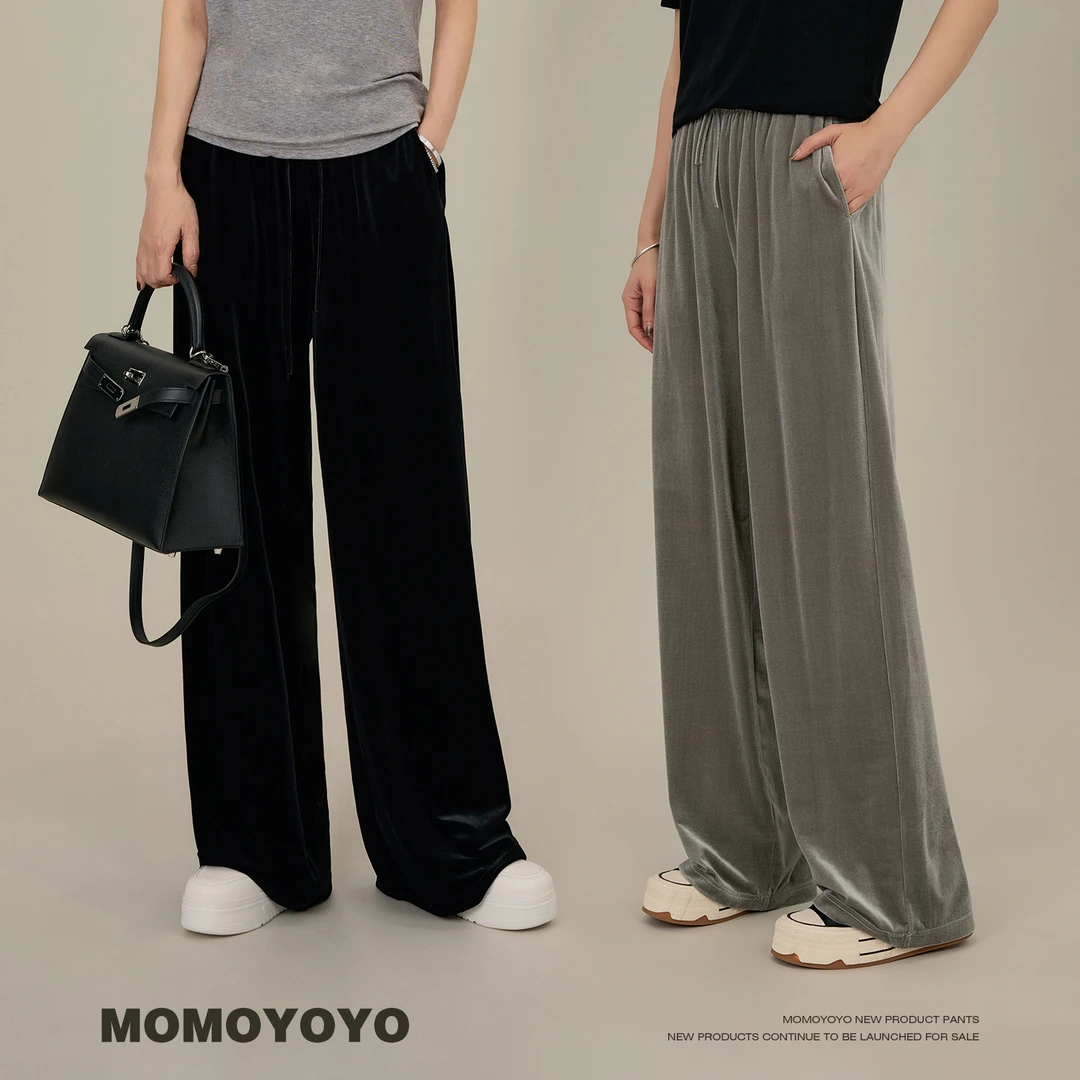 【从绒自在】儿童春装丝绒拖地裤遮肉显瘦亲子阔腿裤7633D