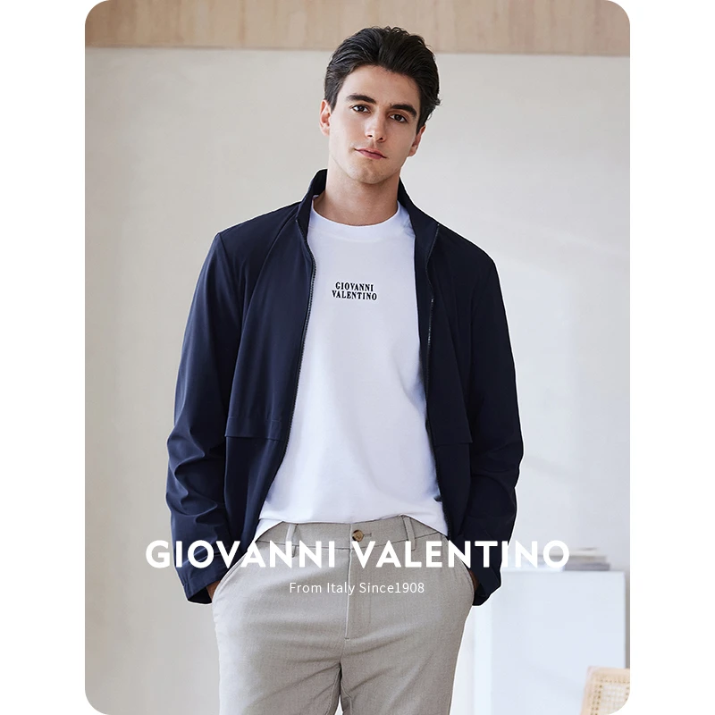 GIOVANNI VALENTINO商务休闲立领男士高端夹克轻薄外套春夏季新款