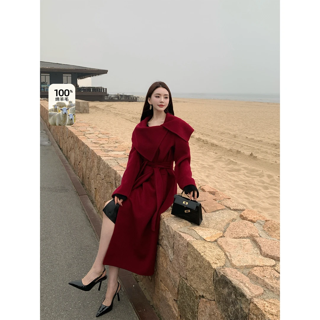 冯薪颖 【留洋千金】慵懒风女全羊毛双面毛呢外套 25955