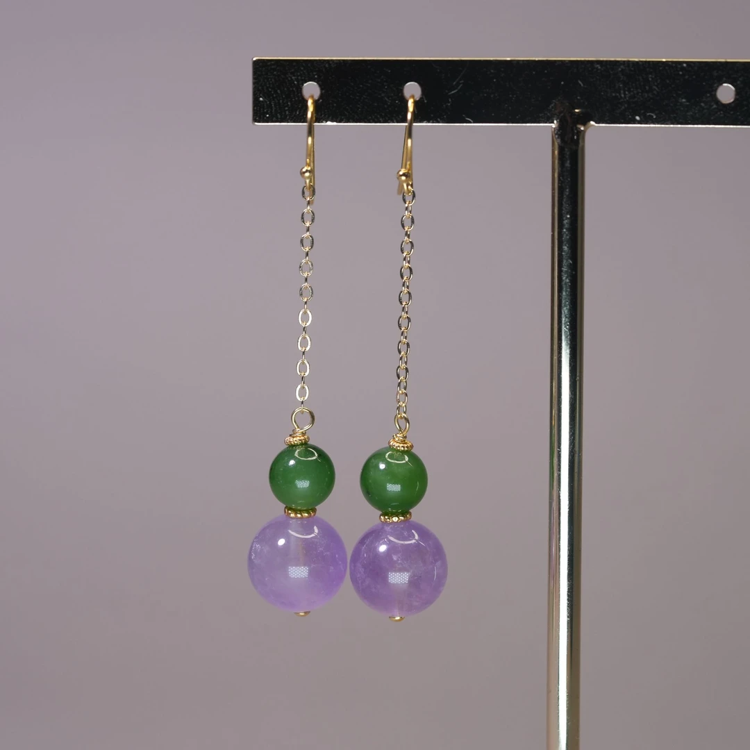 紫碧舞动水晶耳坠