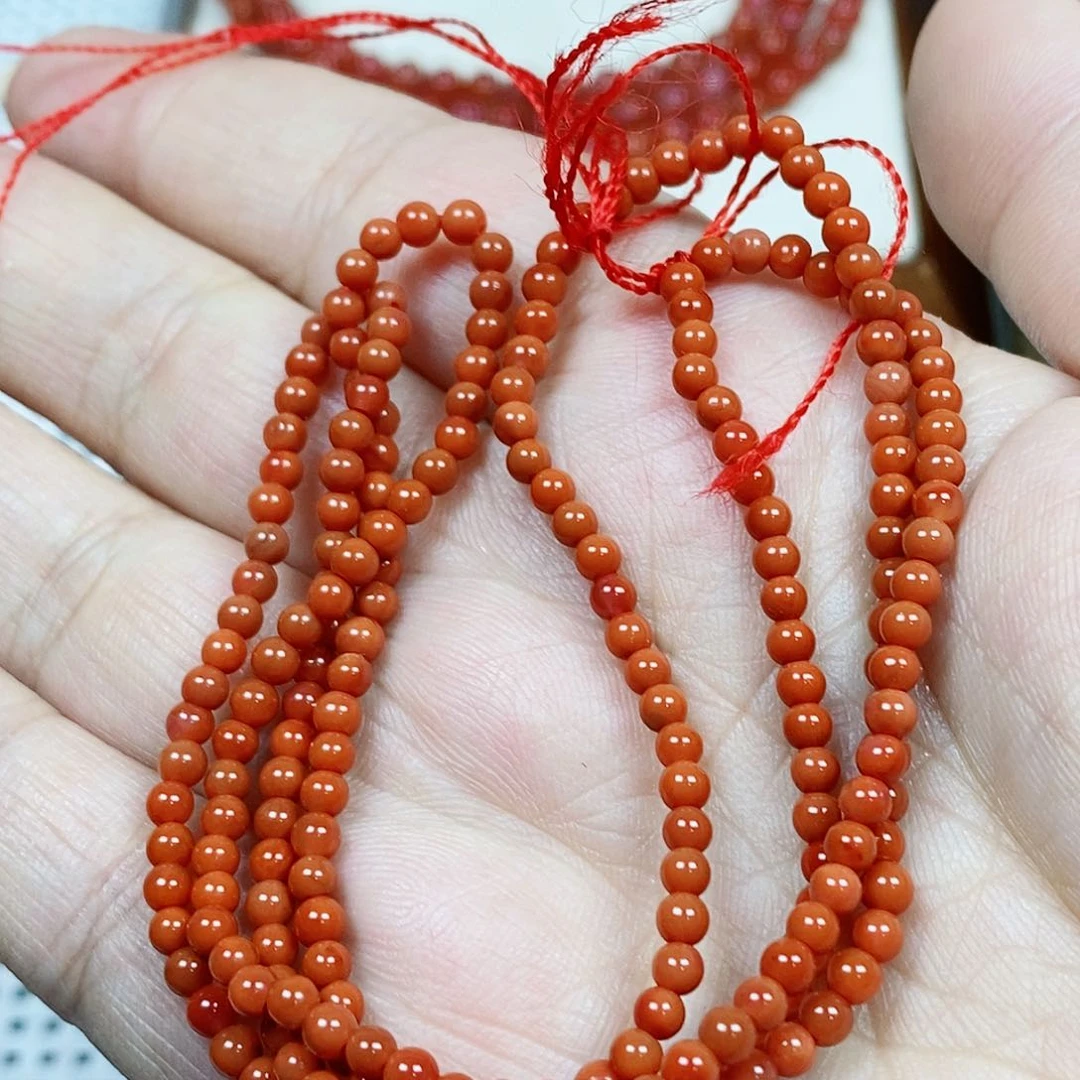 南红玛瑙手串未镶嵌卡3多圈柿子红