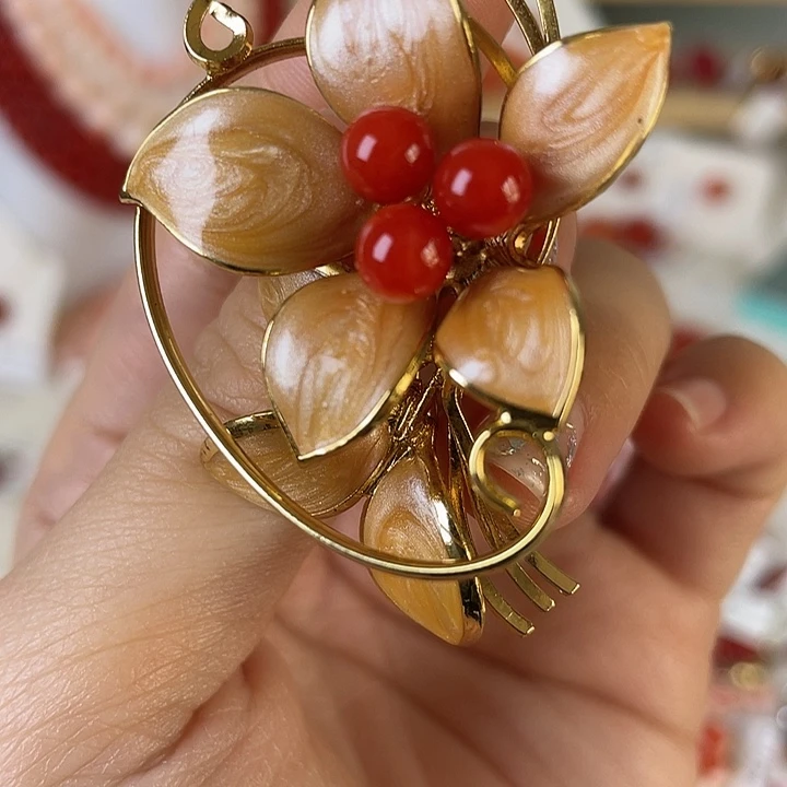 花岗石纯铜锡合金纯铜福利阿卡胸针 6mm