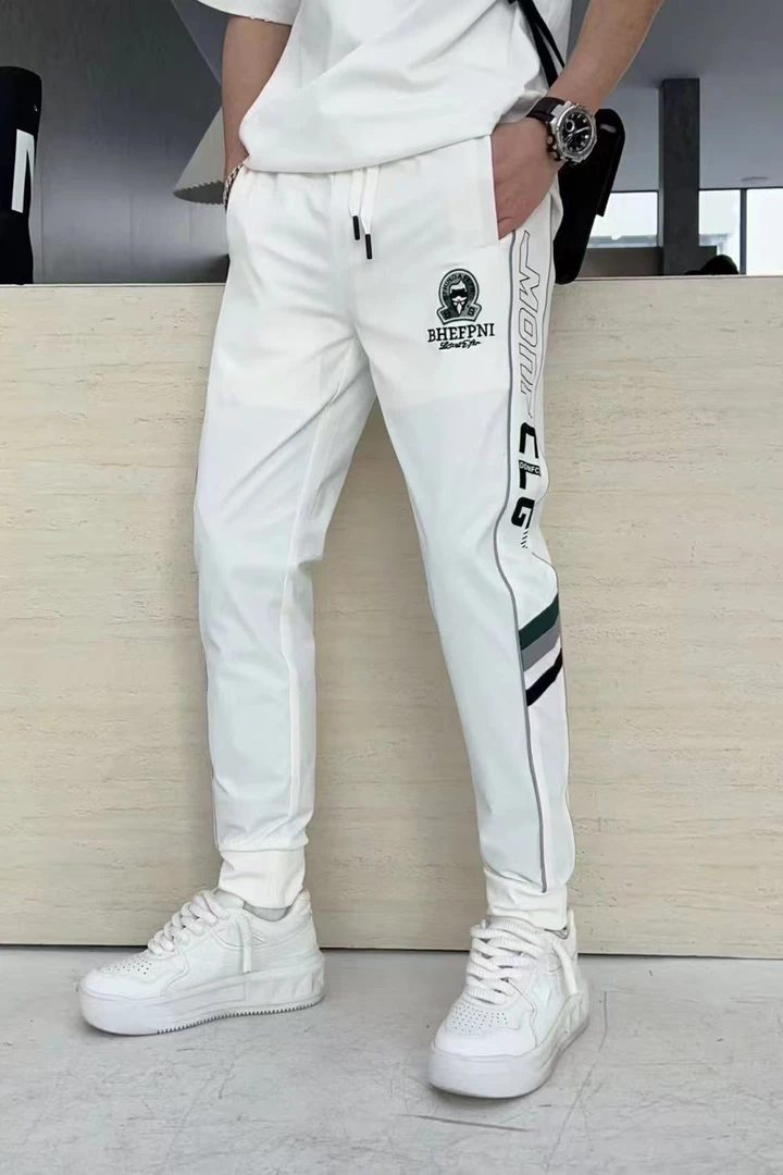 夏季新品字母松紧男士休闲束口潮流织带时尚男装弹力休闲裤3302