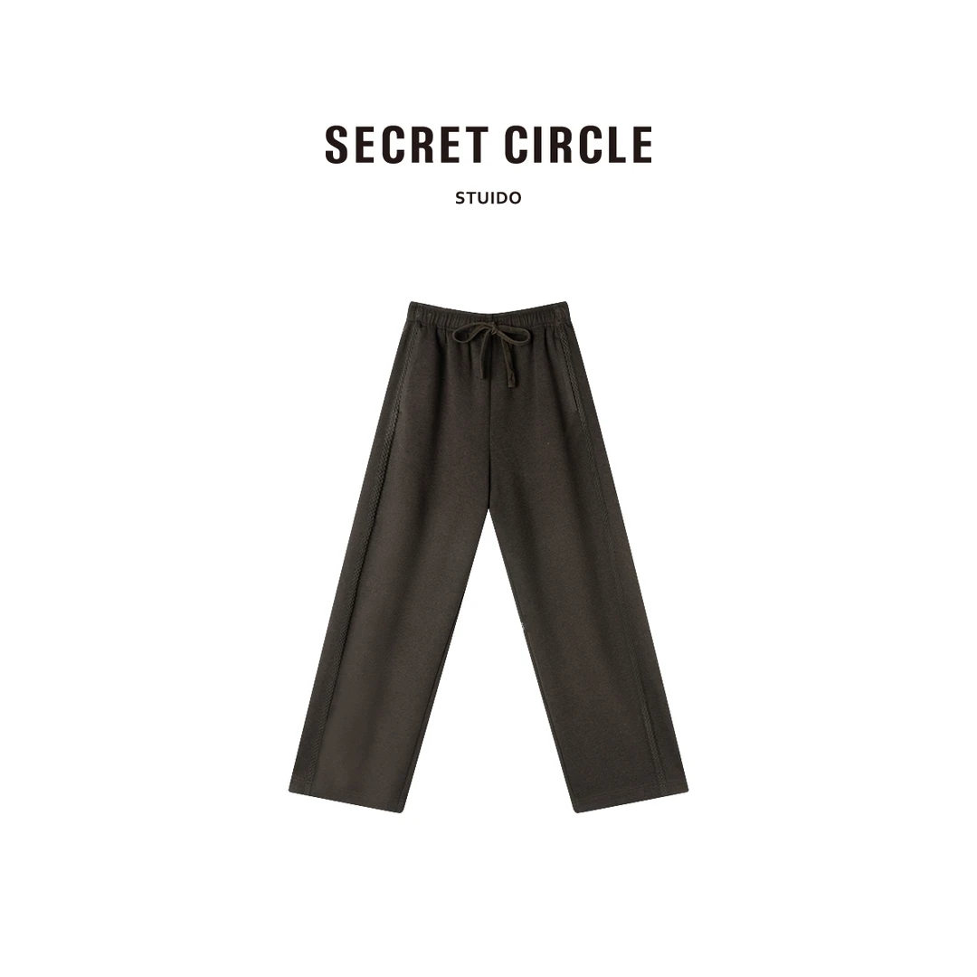 SECRET CIRCLE·秘社 复古松紧腰系带休闲裤垂感百搭直筒裤C2343