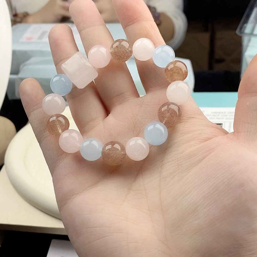 水晶手链银S925镀金镶嵌
