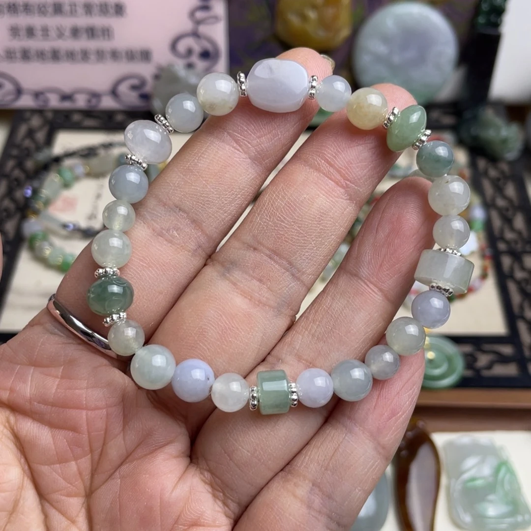 翡翠未镶嵌手链多宝手链