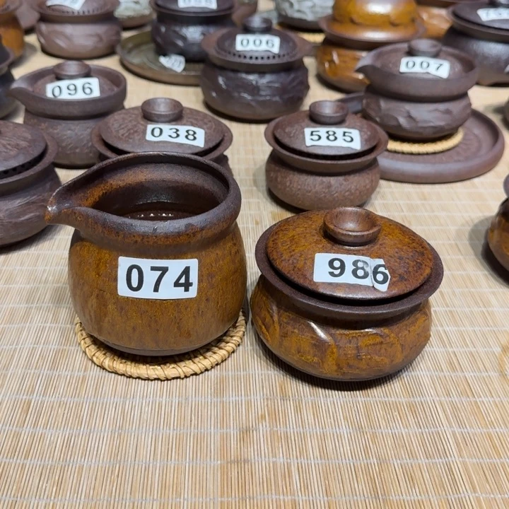 杯终*者粗瓷茶具素胎盖碗