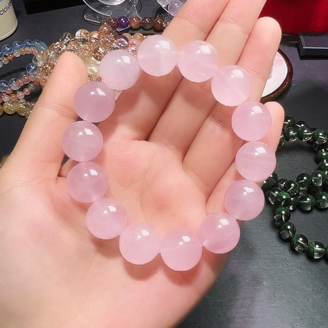未镶嵌手链水晶粉水15毫米12号