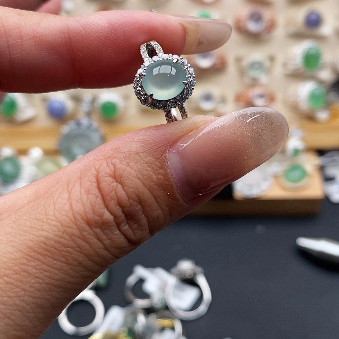 翡翠银S925镶嵌戒指