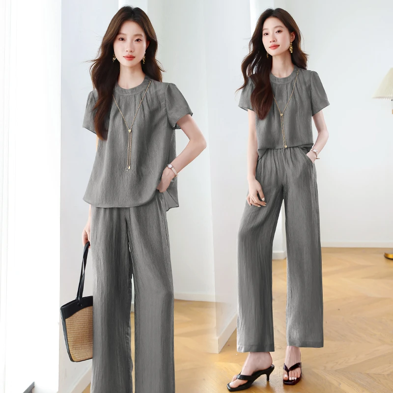 阔腿裤套装女夏季2025新款高级感时尚妈妈洋气减龄气质显瘦两件套