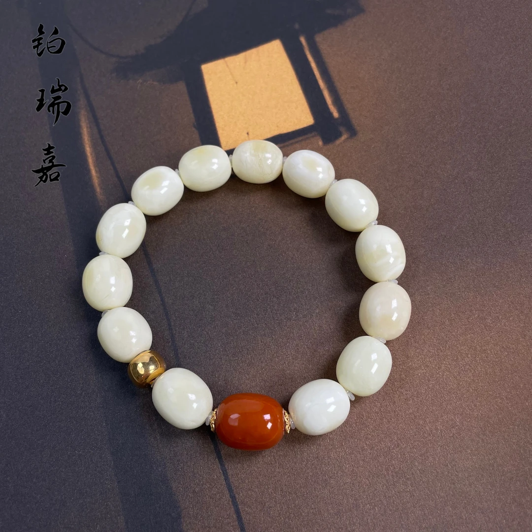 铂瑞嘉18k金白蜡枣珠10mm手串DSC4394商品多样性发其一
