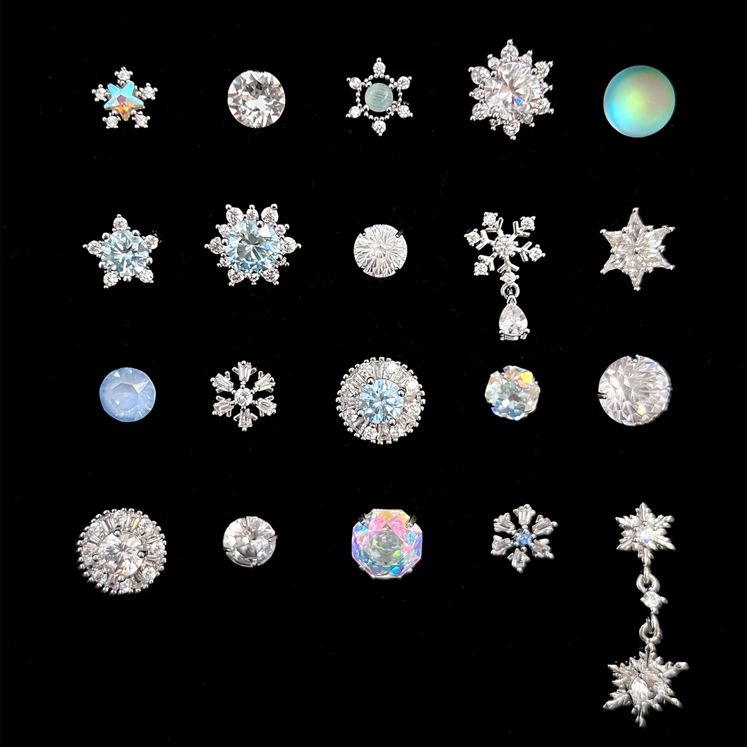 钛钢耳饰 共赴雪约RINGRING商店蓝白色系耳骨钉钛钢养耳耳钉