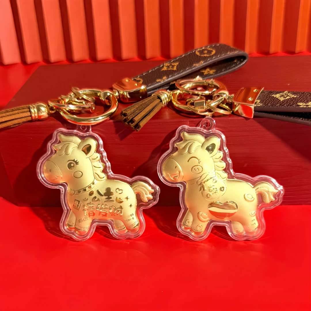 马年新款公主请发财钥匙扣爱心钱袋小马挂饰送女友闺蜜生日礼物