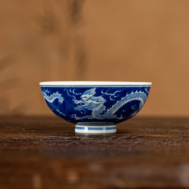 【墨舍柴窑】龙地皮水杯纯手工手绘陶瓷（moshe1018）茶杯复古中式