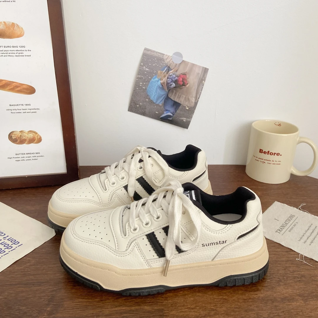 覆古百搭德训板鞋女2025春秋季新款爆款学生厚底小白鞋运动休闲鞋